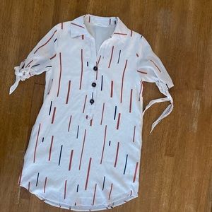 Lush Dress, White with Burnt Orange and Black, Size XS